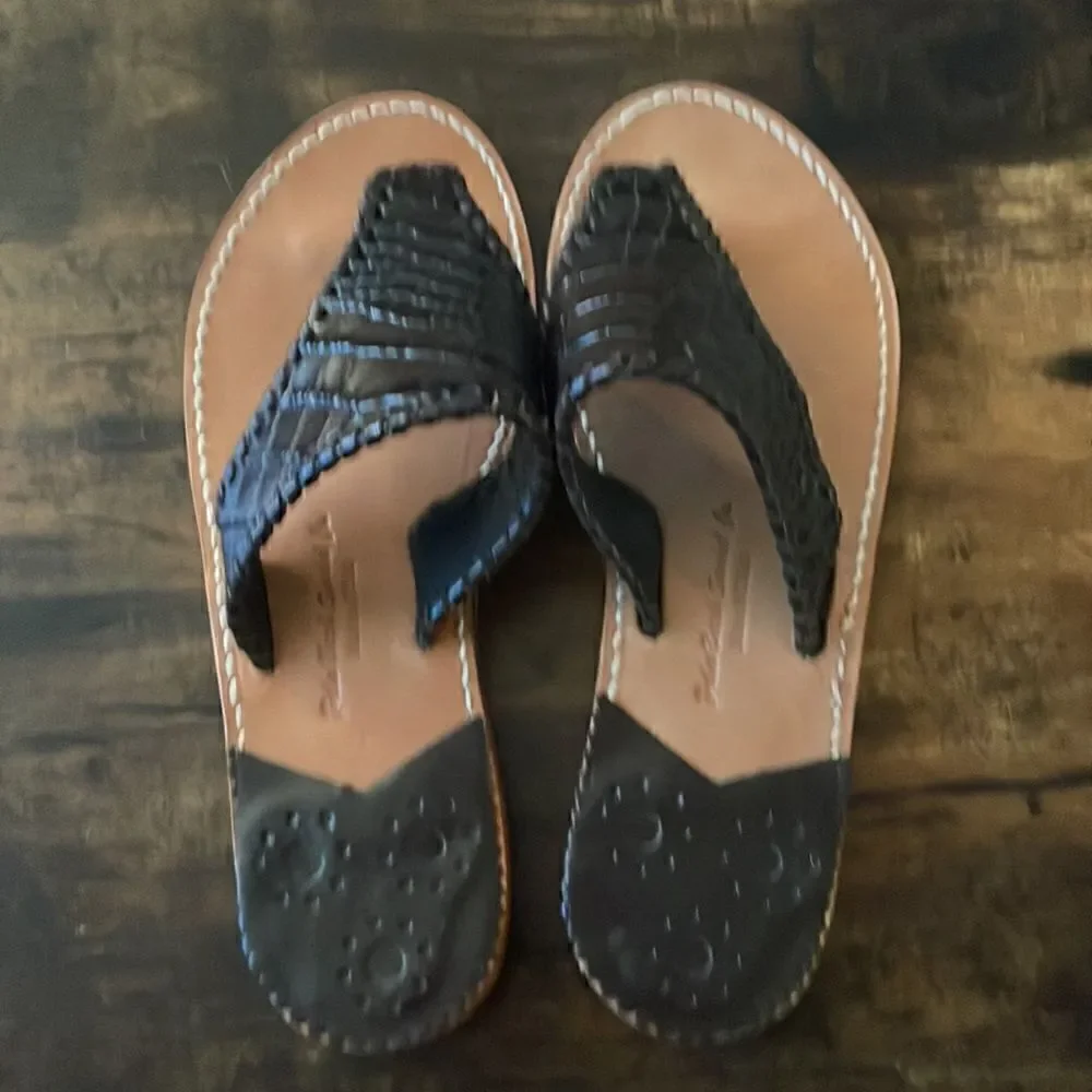 Palm Beach Sandals  Croc Dark Brown Leather flip-flops Size 7 / excellent
